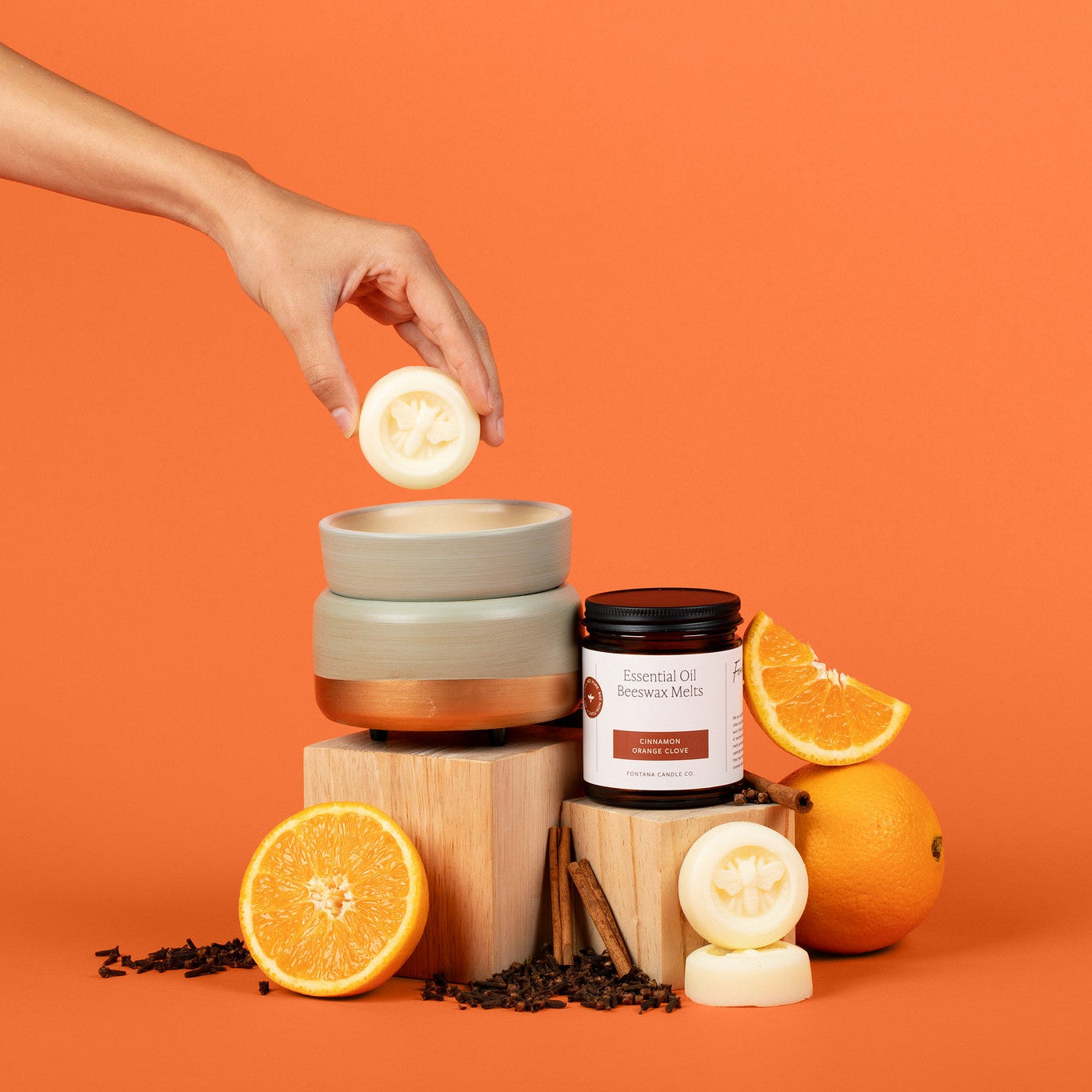 Cinnamon Orange Clove Beeswax & Essential Oil Wax Melts | Fontana