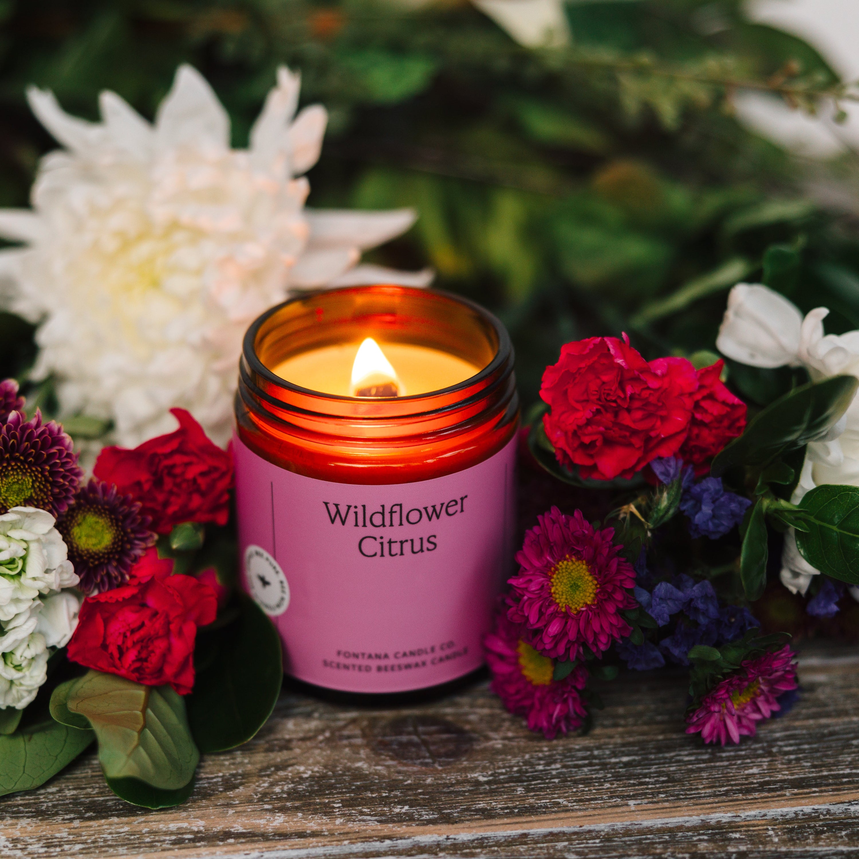 candle with wildflower seeds Wildflower Citrus Beeswax &Essential Oil Jar Candle