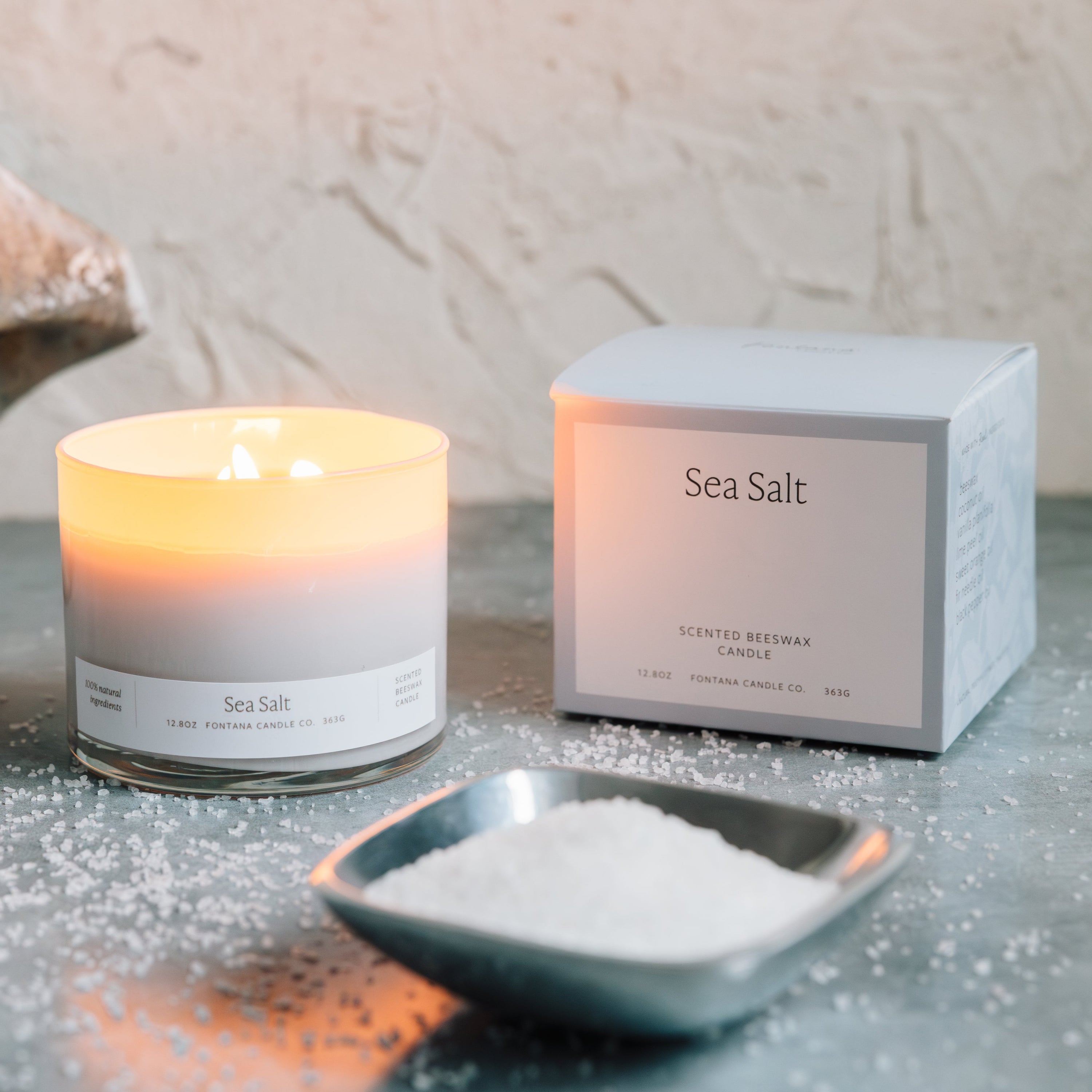 Sea Salt 3-Wick Natural Beeswax Candle