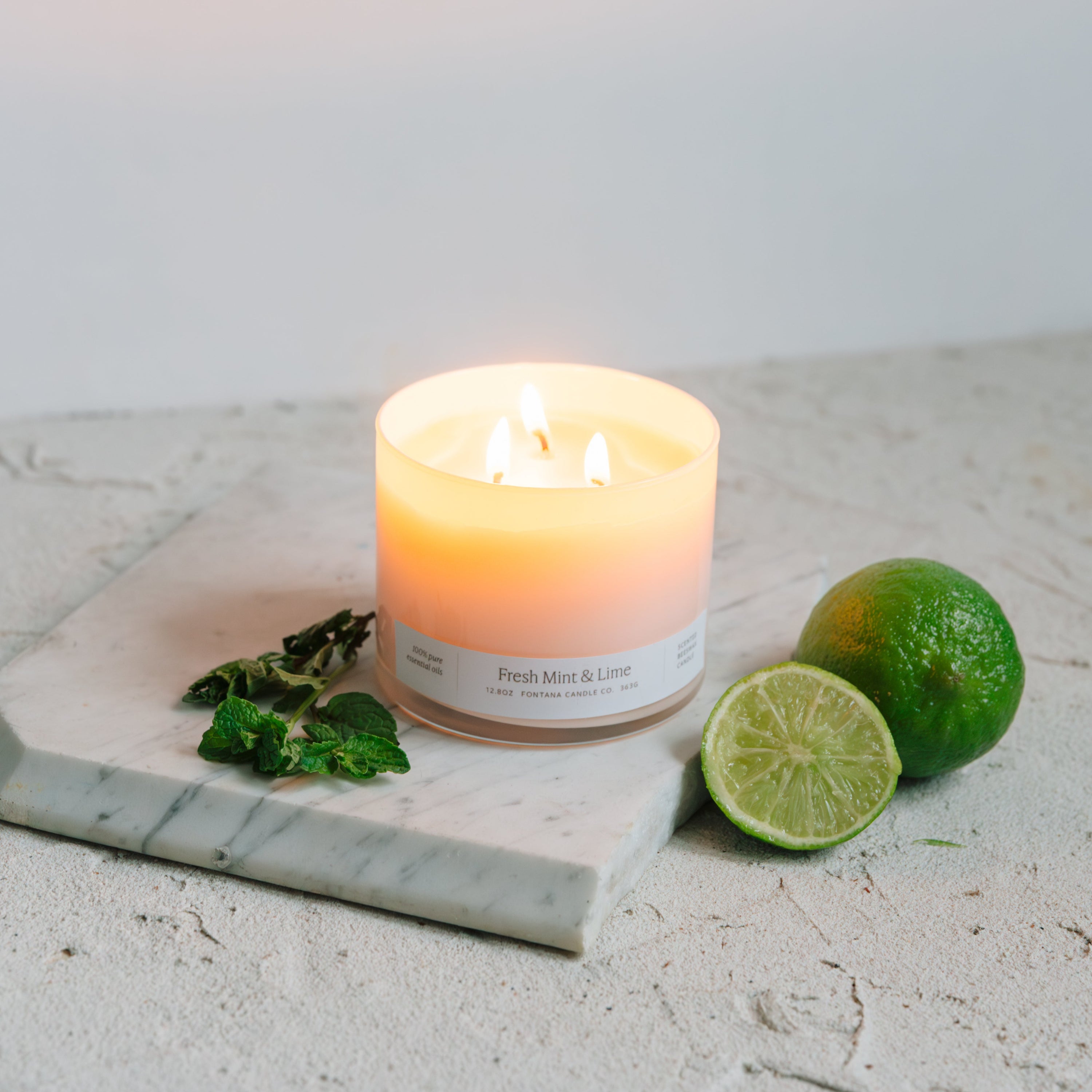 Fresh Mint & Lime 3-Wick Natural beeswax Candle