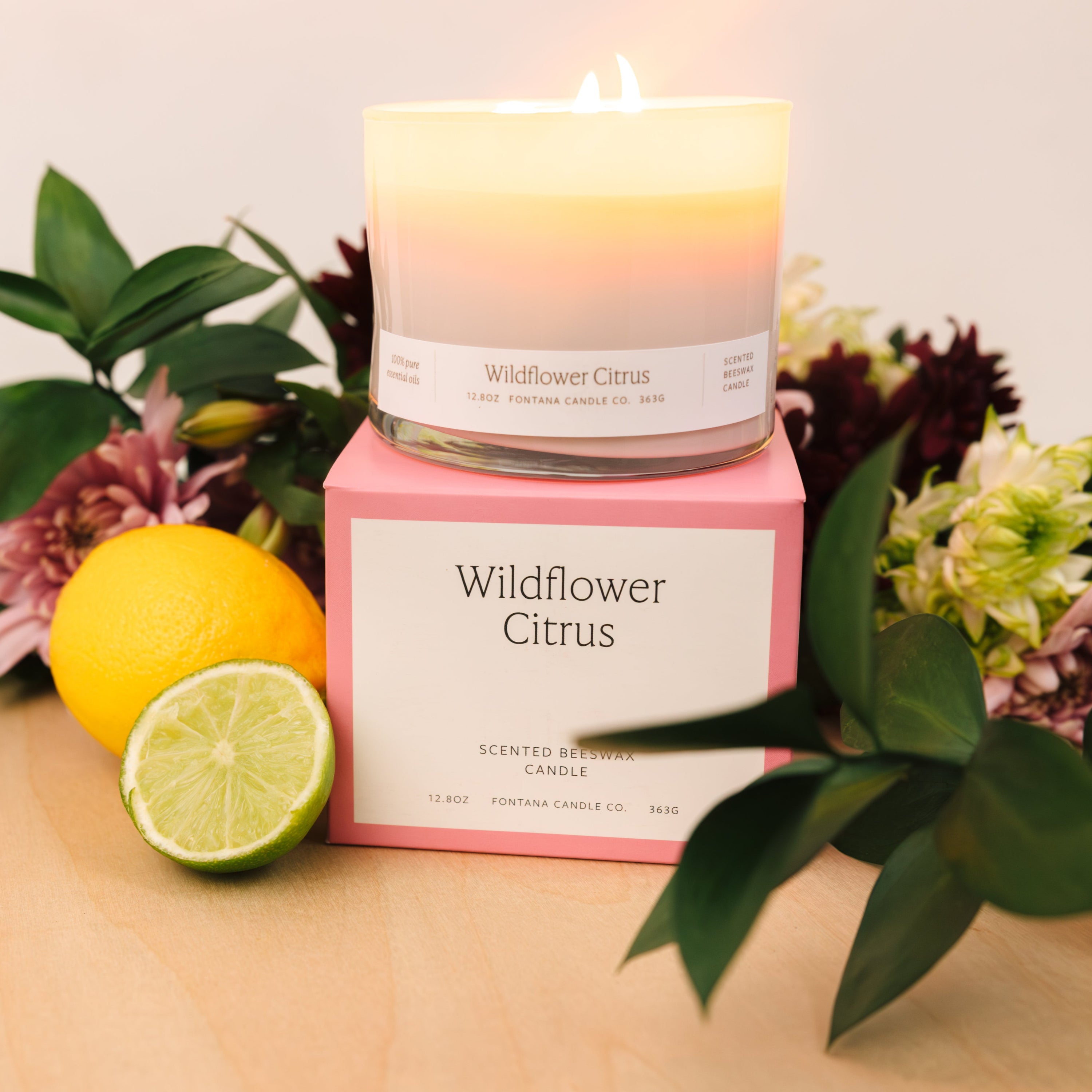 Wildflower Citrus 3-Wick Natural Beeswax Candle