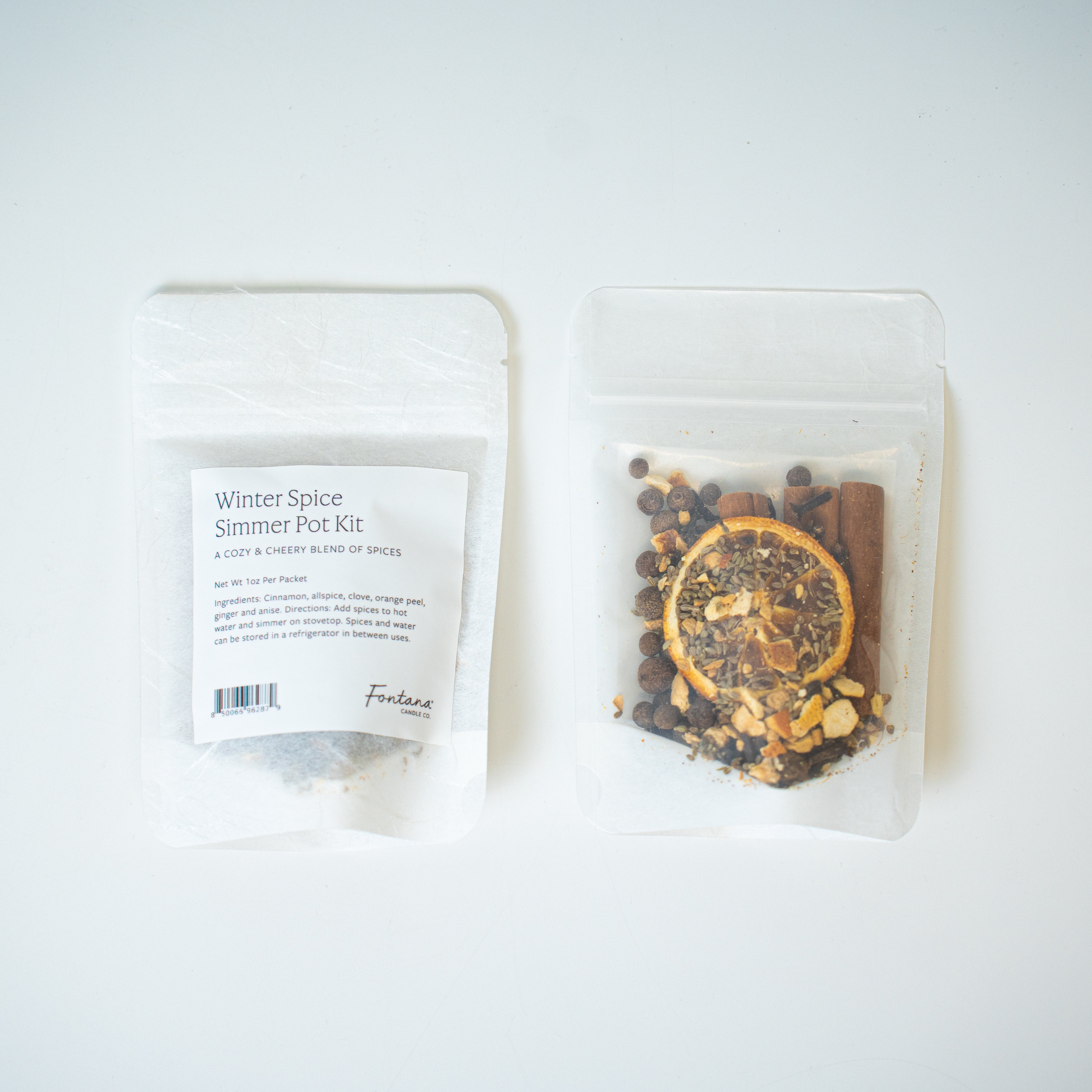 Winter Spice Simmer Pot Kit packaging on a white background