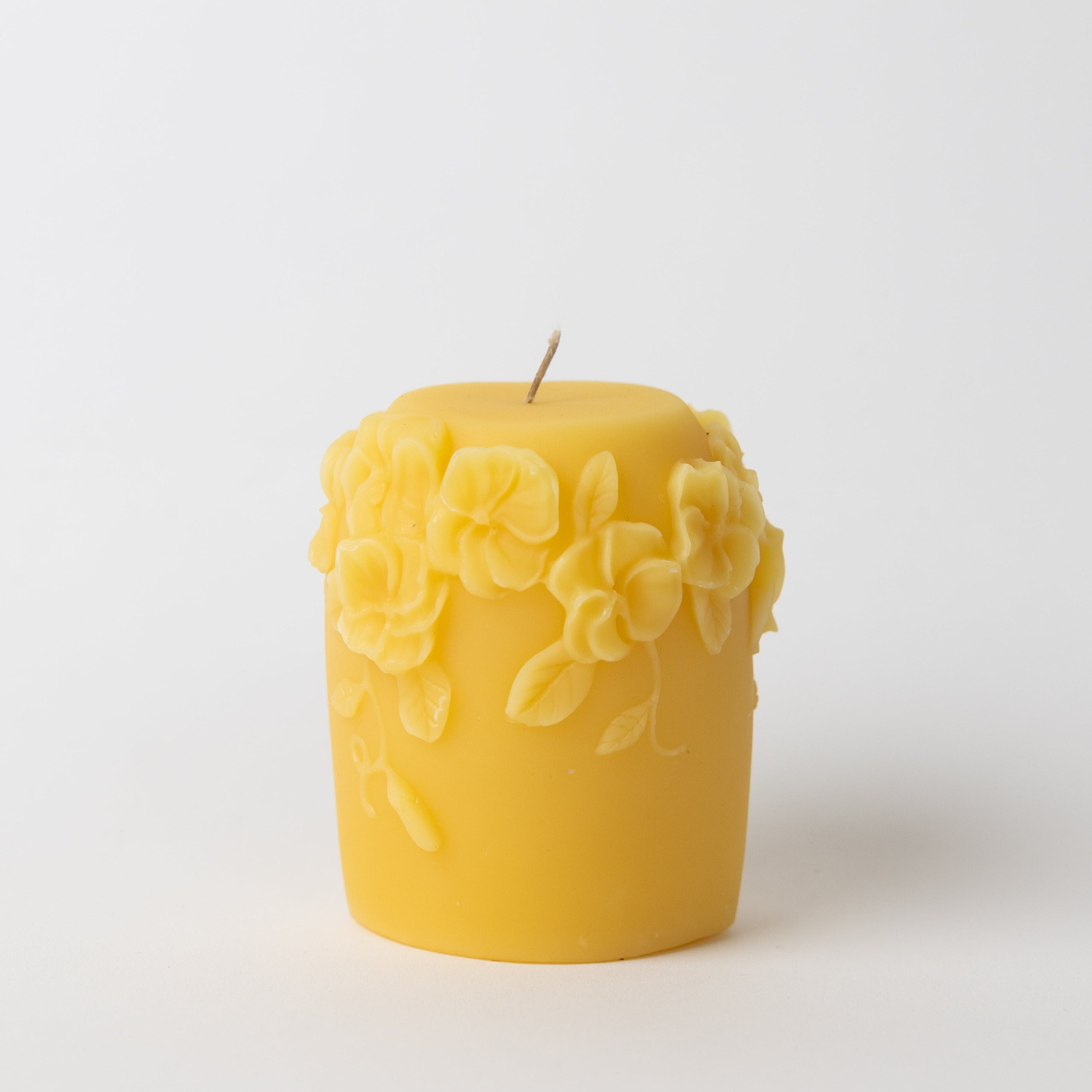 Pure Beeswax Rose Sculpted Pillar Candle