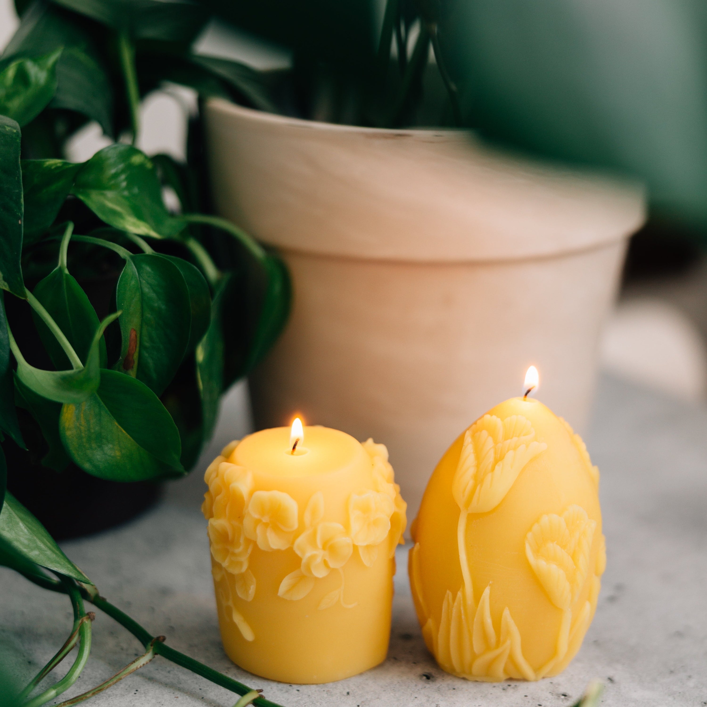 Pure Beeswax Rose Sculpted Pillar Candle