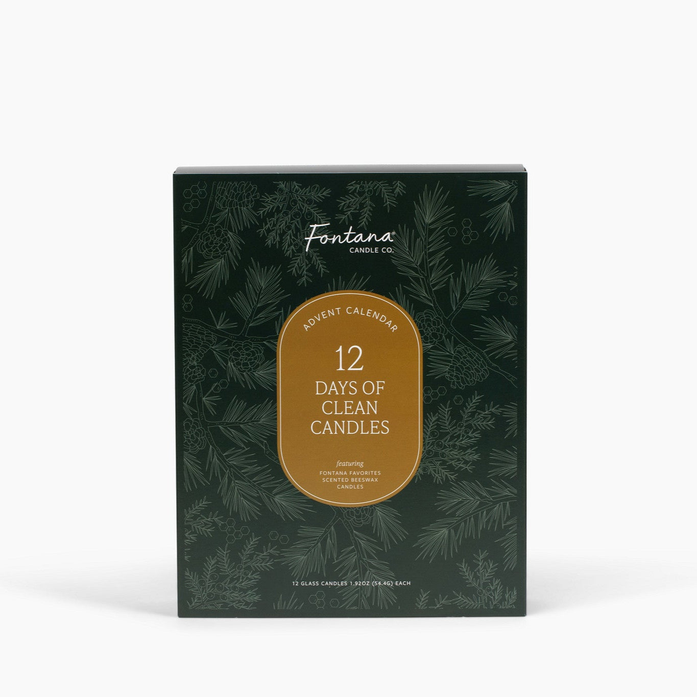 Fontana Advent calendar with '12 Days of Clean Candles' on a white background