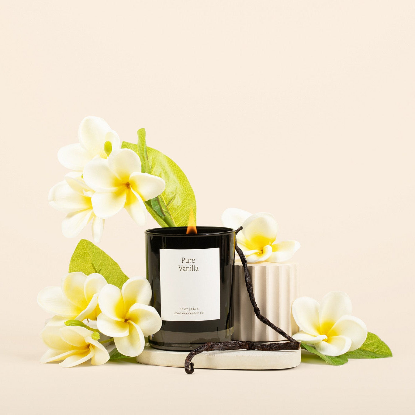 Pure Vanilla Noir Glass Beeswax & Essential Oil Candle – Fontana